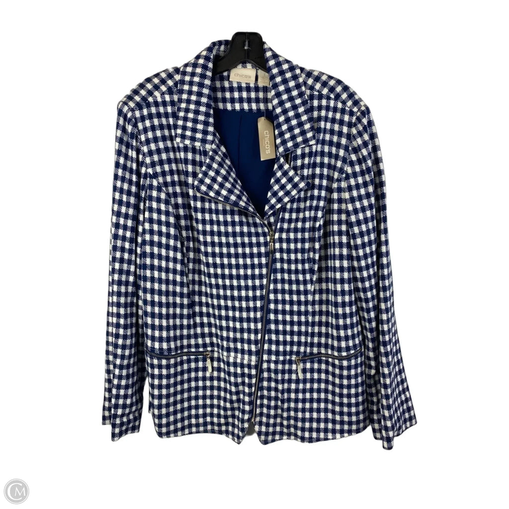 Blazer By Chicos In Blue & White, Size: 16/18