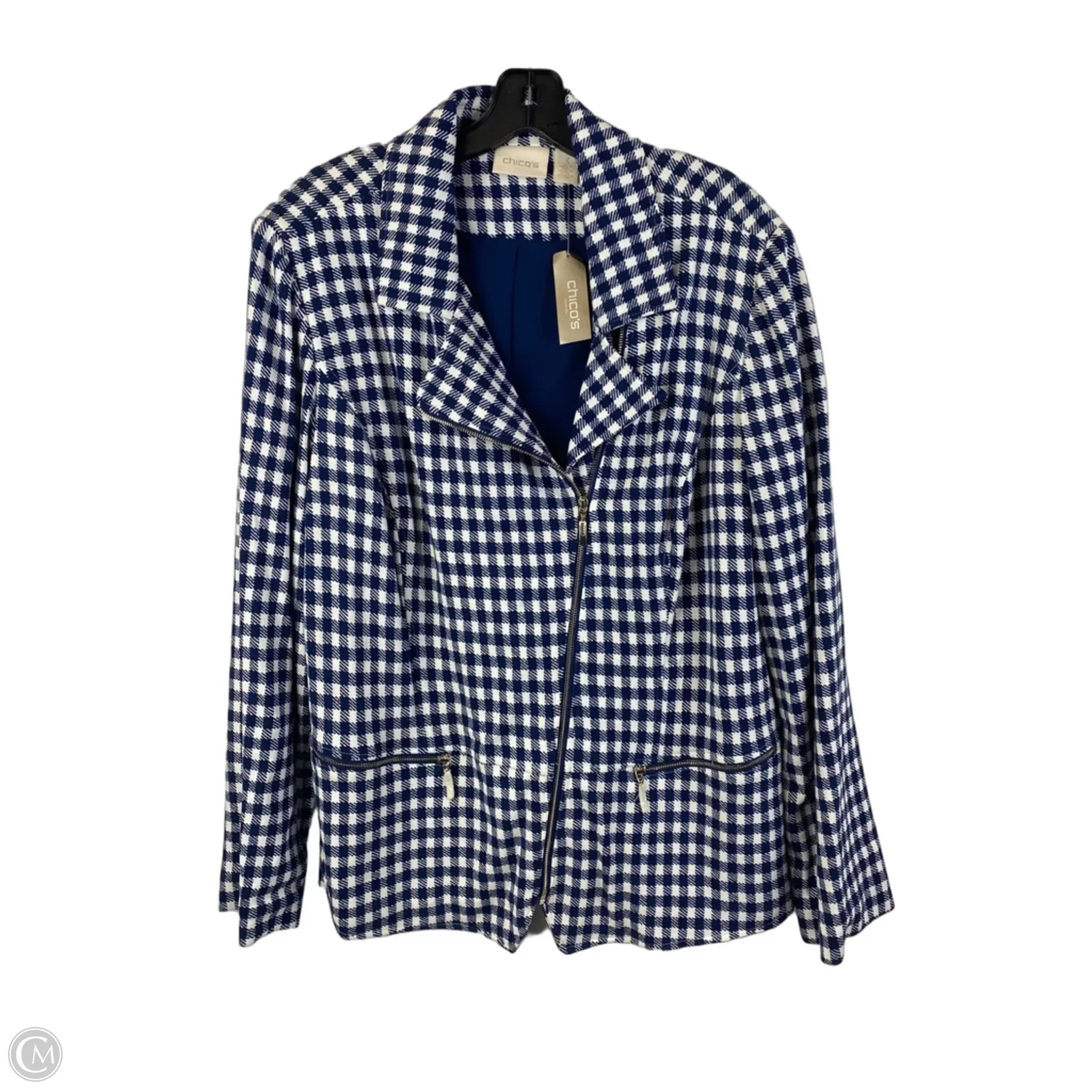 Blazer By Chicos In Blue & White, Size: 16/18