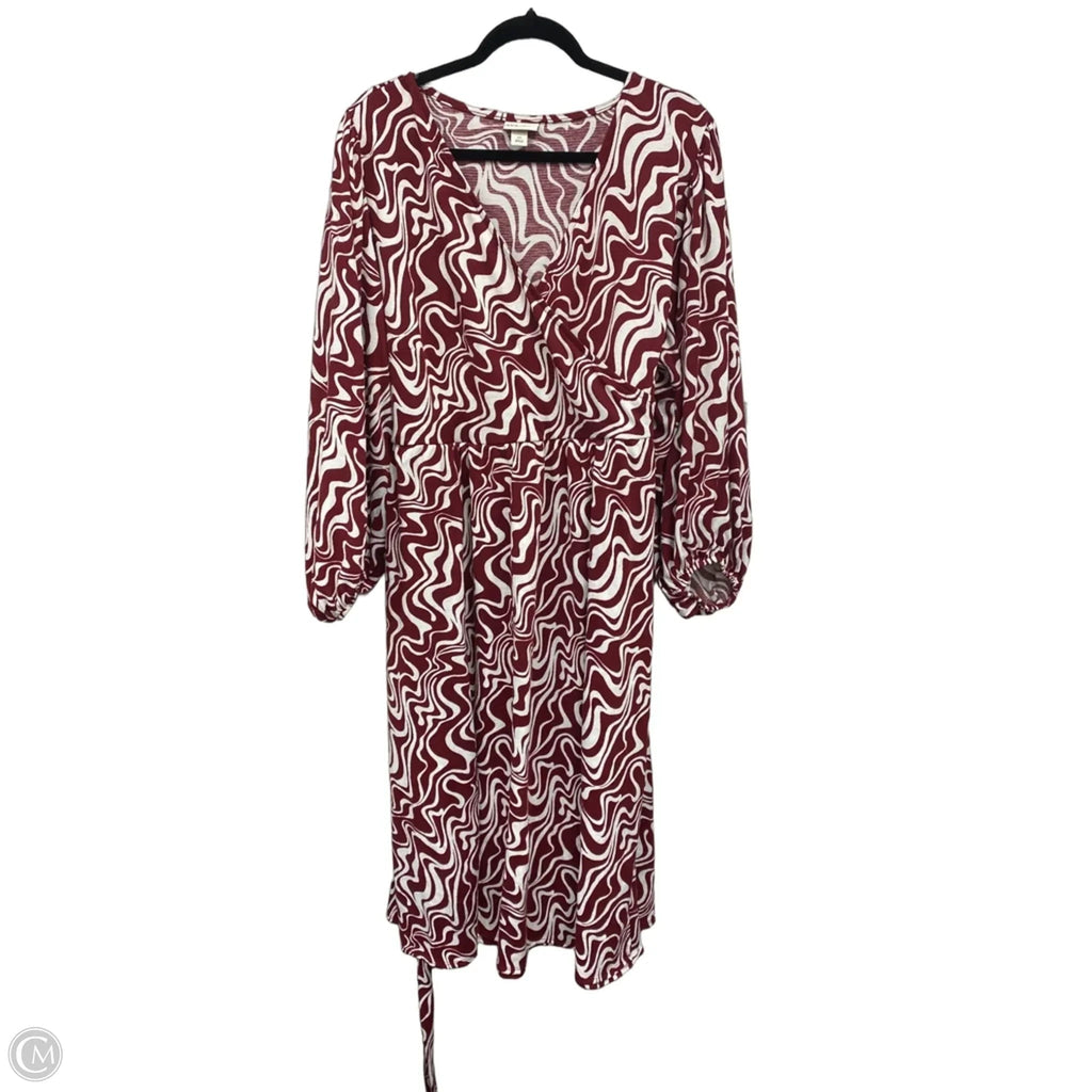 Dress Casual Midi By Ava & Viv In Red & White, Size: 2x