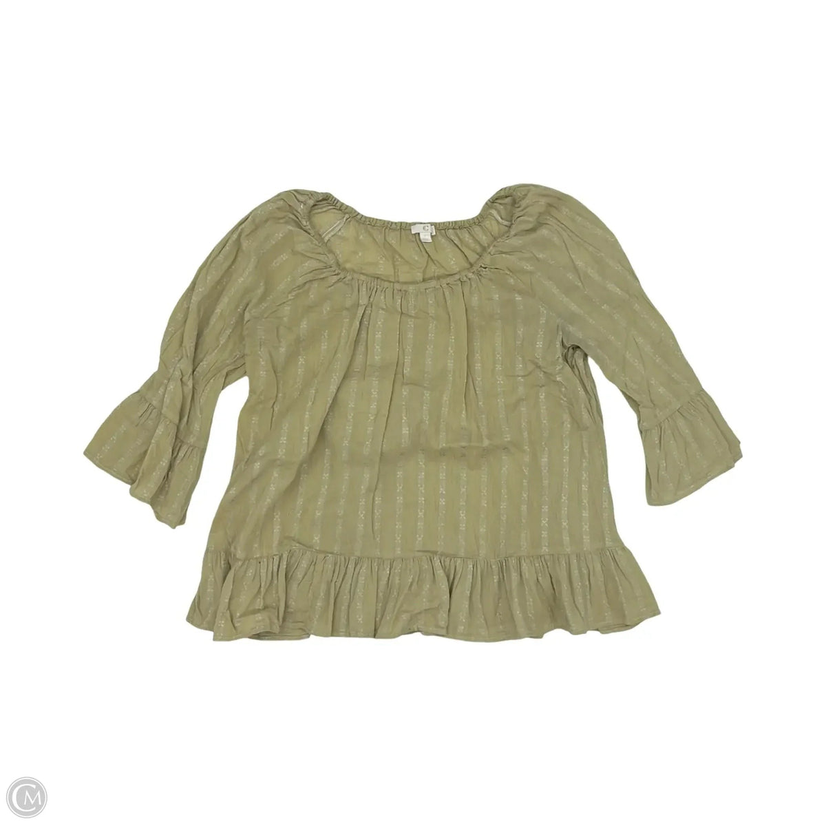 Blouse 3/4 Sleeve By Clothes Mentor In Green, Size: L