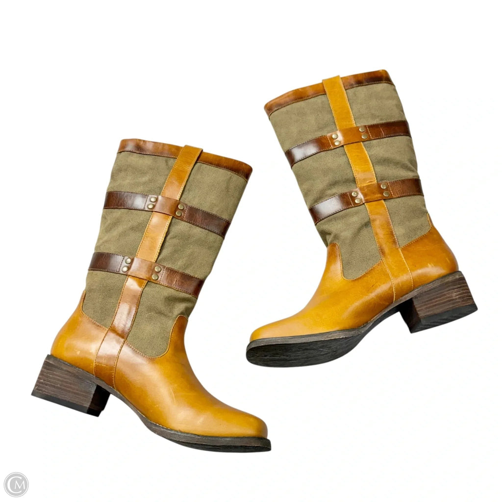 Boots Mid-calf Heels By Durango In Brown & Cream, Size: 9.5