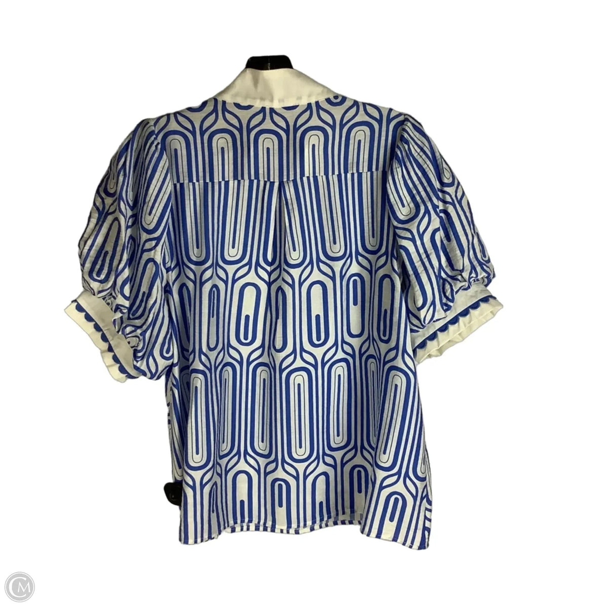Top Short Sleeve By Cmc In Blue & Cream, Size: M