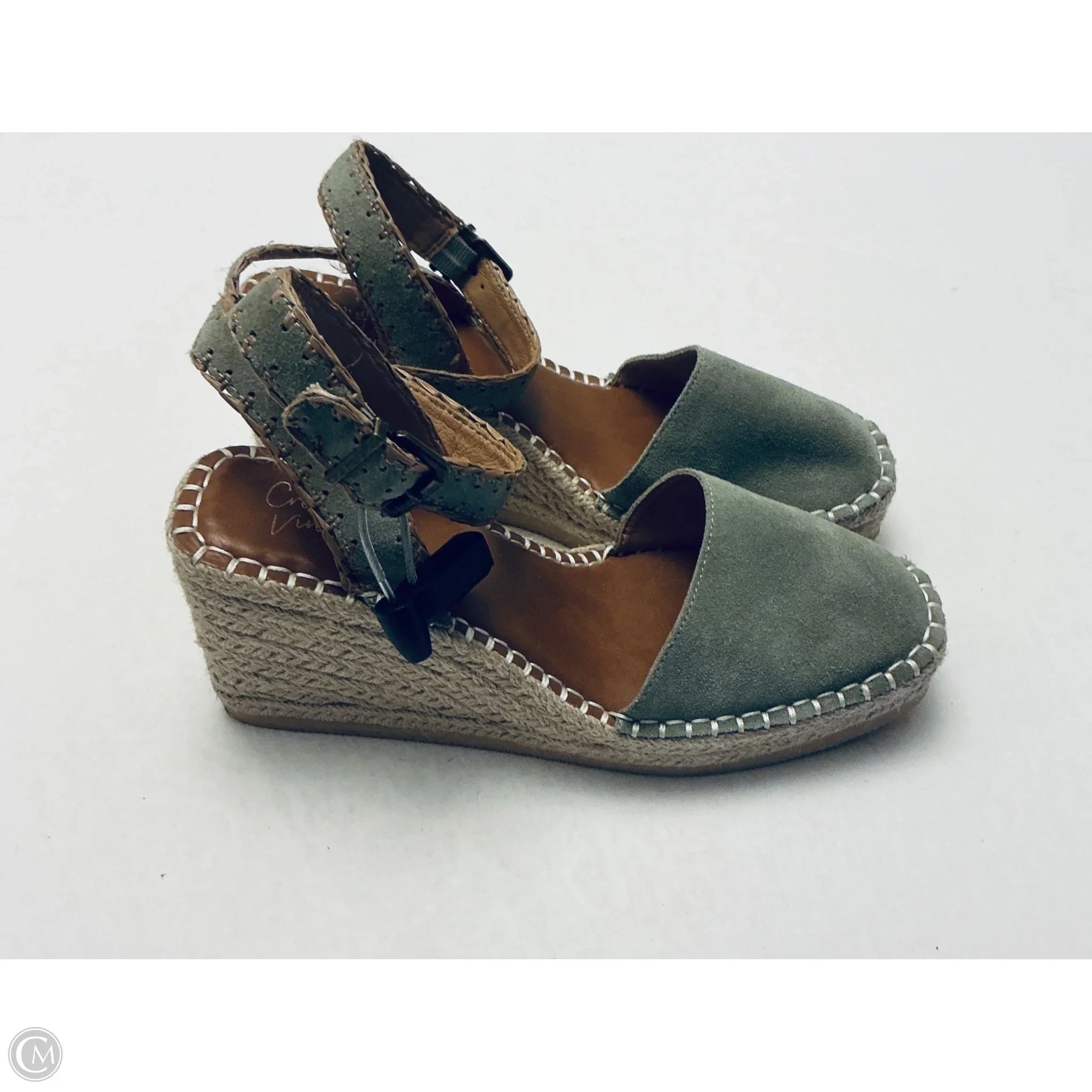 Shoes Heels Wedge By Crown Vintage In Green, Size: 9