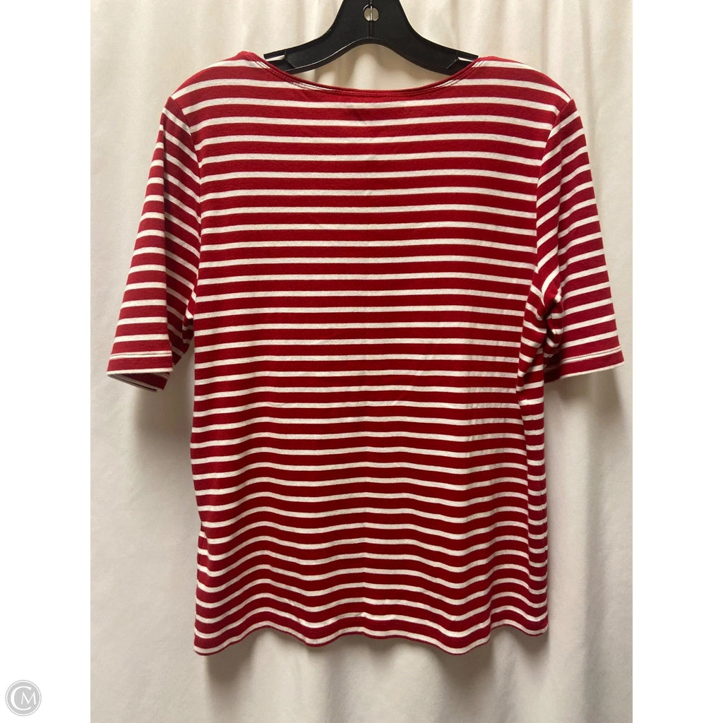 Top Short Sleeve By Karen Scott In Red & White, Size: L