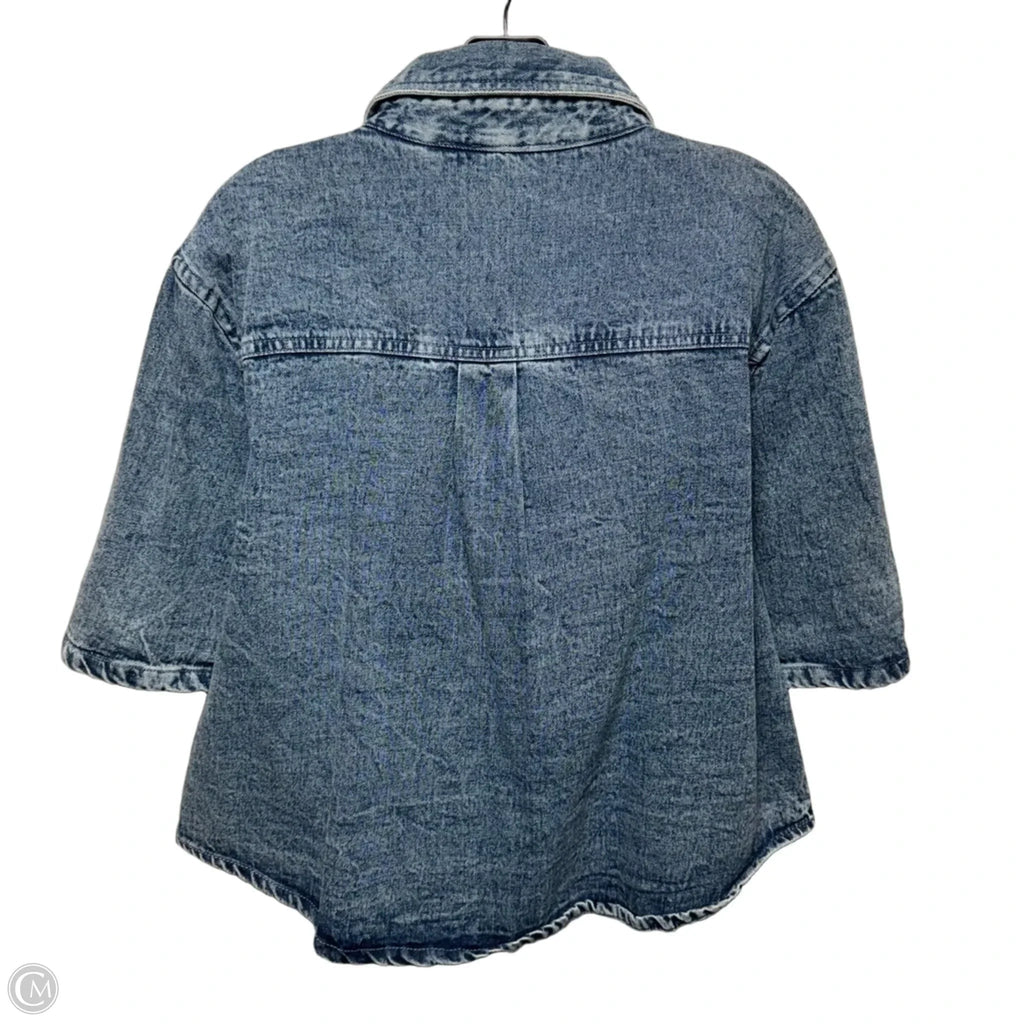 Margarita Recipe Top Short Sleeve By Solitaire In Blue Denim, Size: L