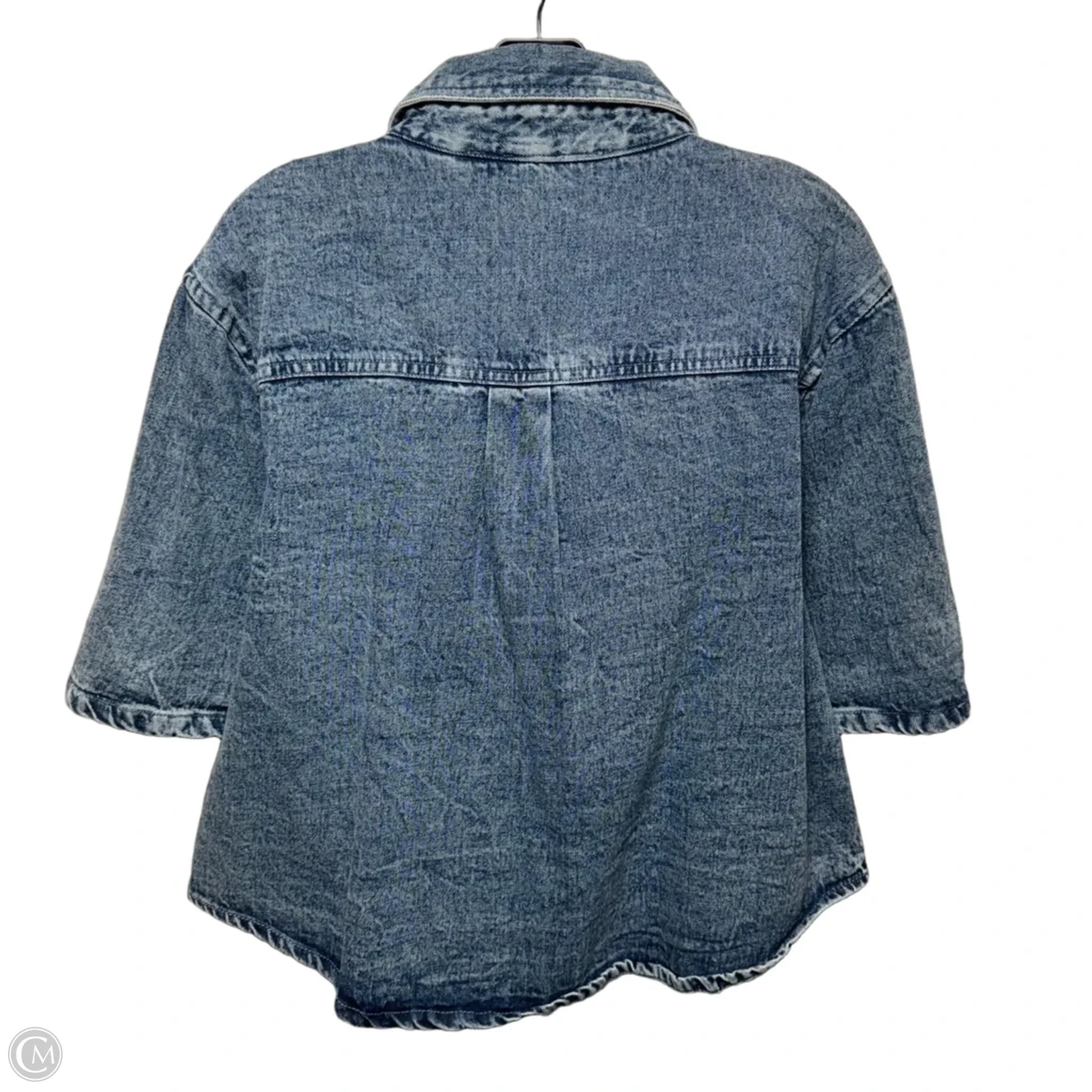 Margarita Recipe Top Short Sleeve By Solitaire In Blue Denim, Size: L