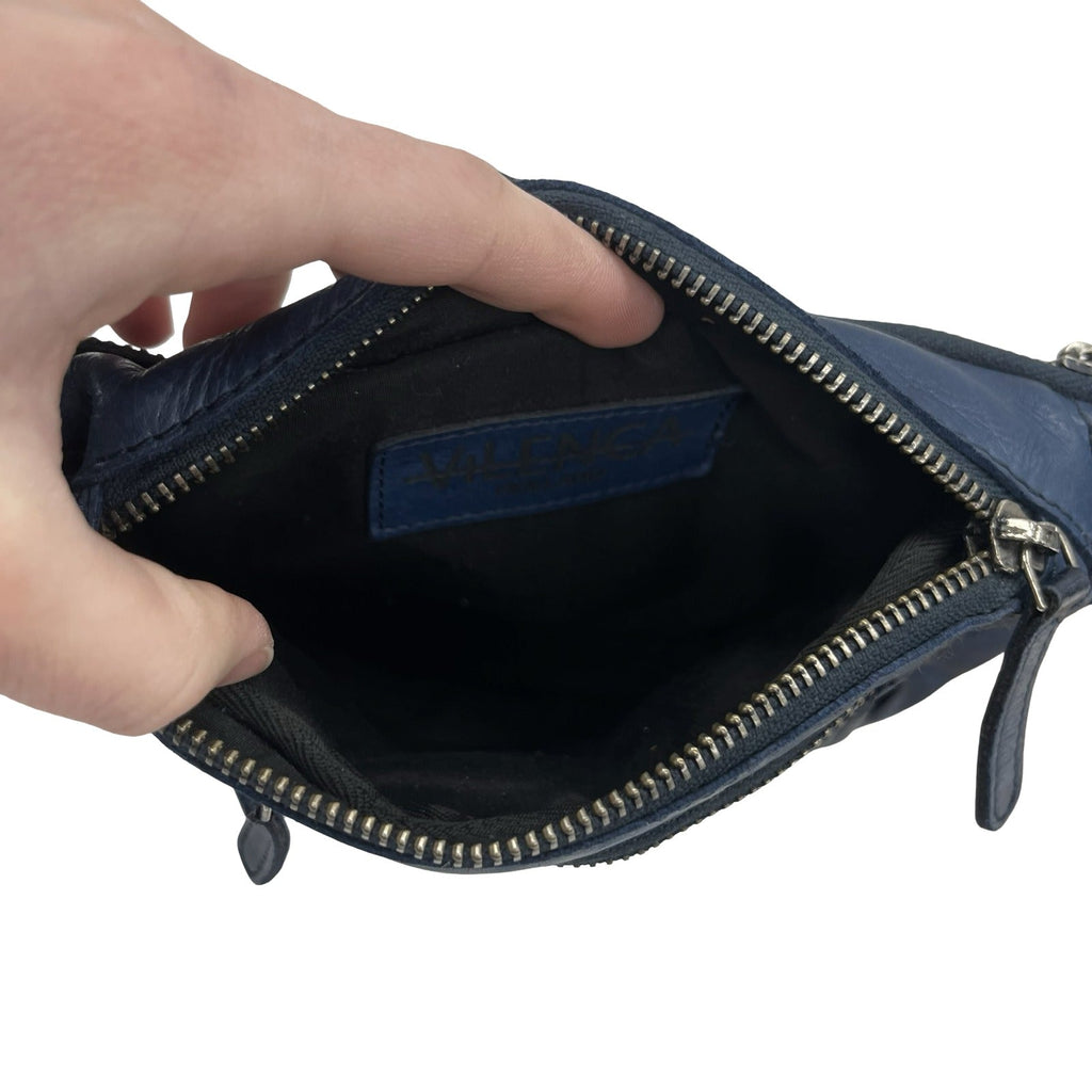Belt Bag Leather By Clothes Mentor In Blue, Size:Small