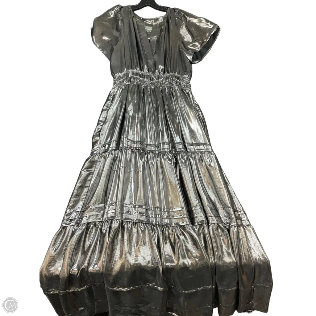 Dress Casual Maxi By Anthropologie In Silver, Size: M