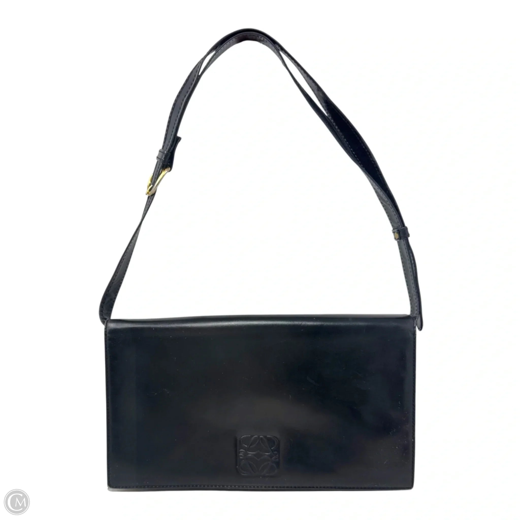 AS IS Vintage Leather Flap Shoulder Bag Luxury Designer By Loewe, Size: Small