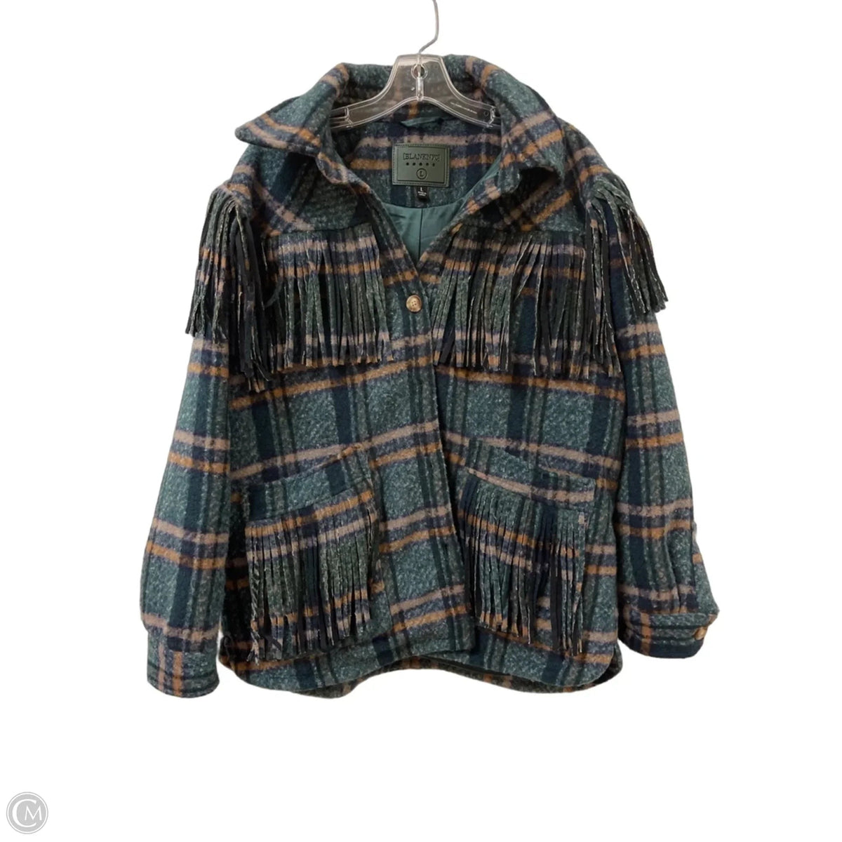 Jacket Shirt By Blanknyc In Brown & Green, Size: L