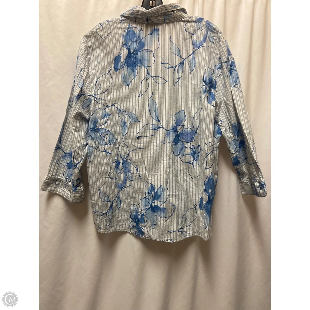 Top Long Sleeve By Alfred Dunner In Blue, Size: 1x