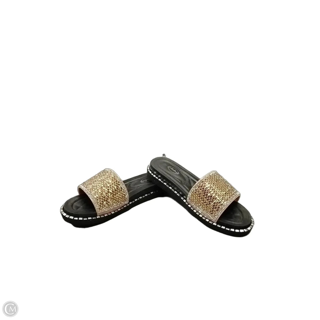 Sandals Flip Flops By Cme In Black & Gold, Size: 8