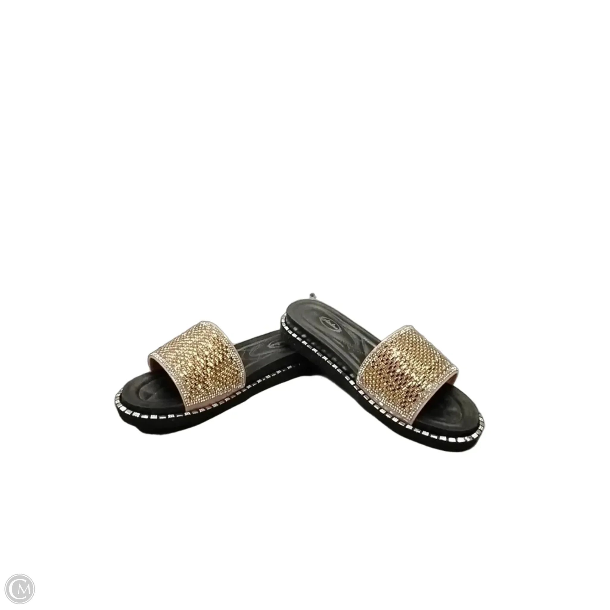 Sandals Flip Flops By Cme In Black & Gold, Size: 8