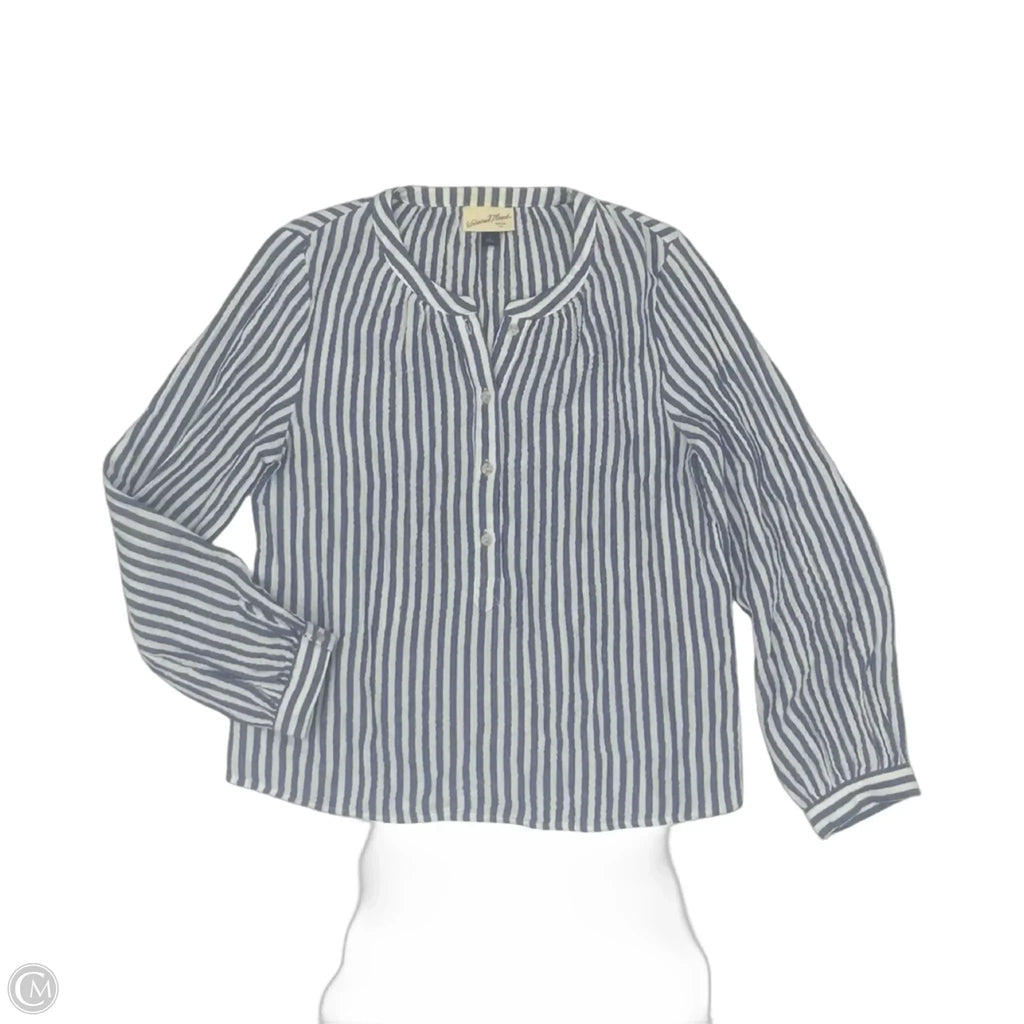Blouse Long Sleeve By Universal Thread In Blue & White, Size: S