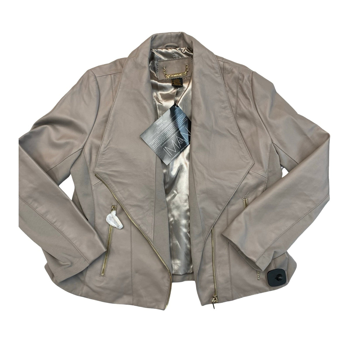 Jacket Leather By Iman In Taupe, Size:Xl