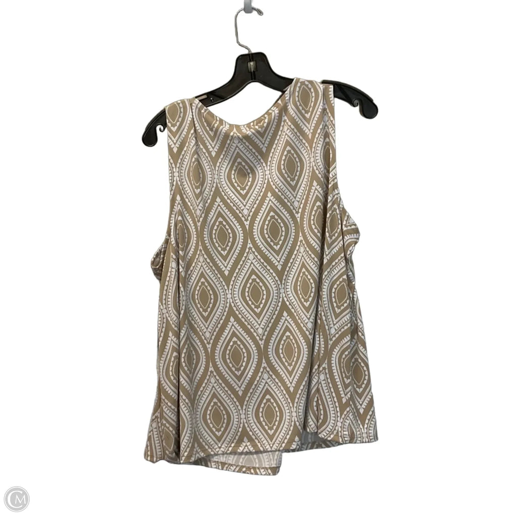 Top Sleeveless By Cato In Tan & White, Size: Xl