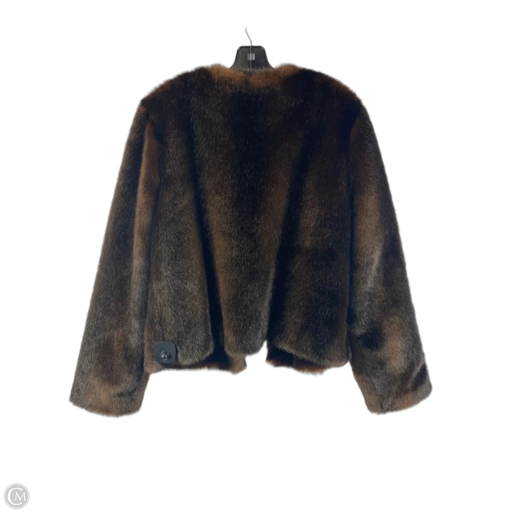 Jacket Faux Fur & Sherpa By Express In Brown, Size: L
