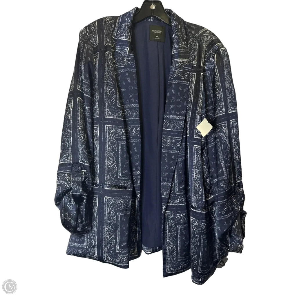 Blazer By Simply Vera In Blue, Size: Xxl