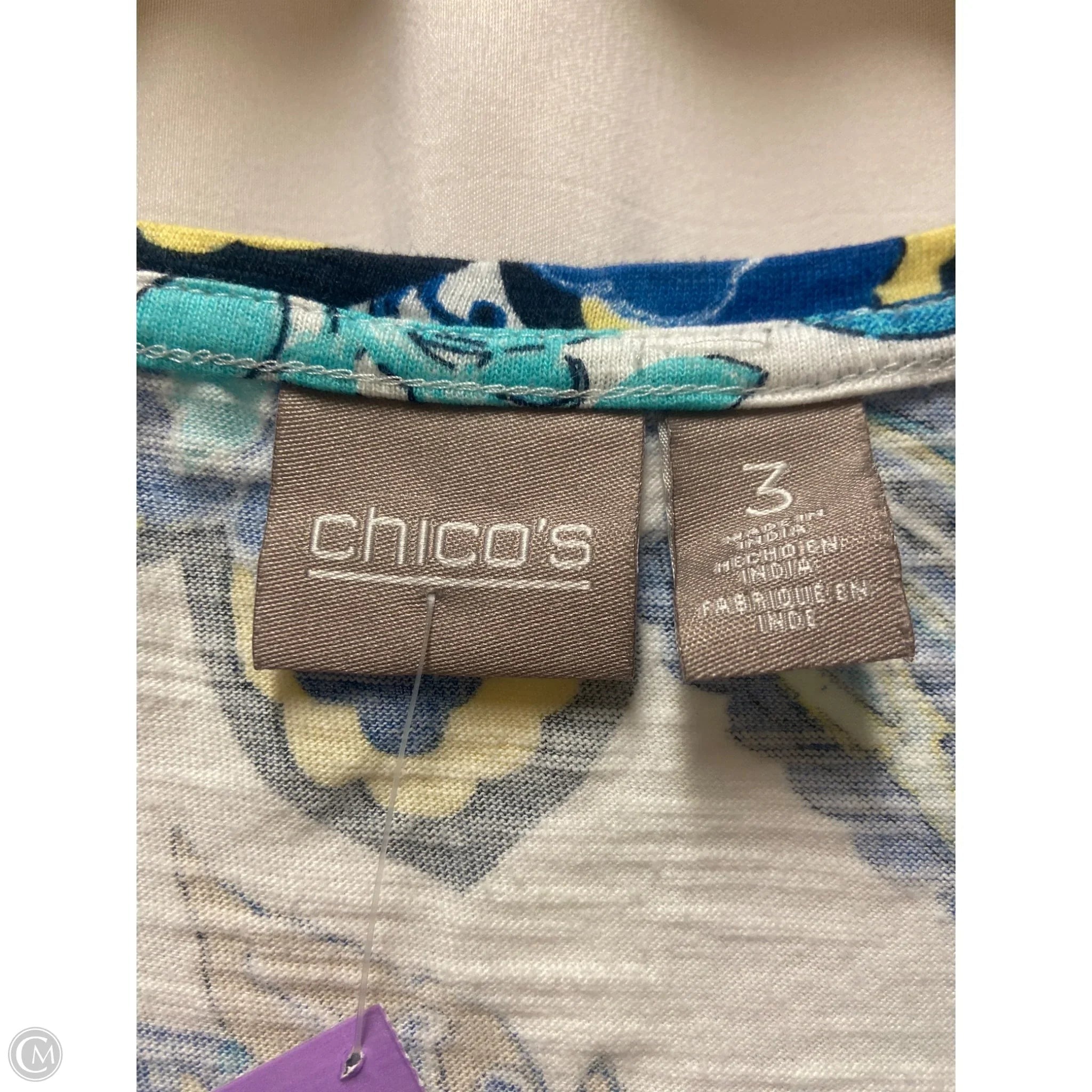Top Short Sleeve By Chicos In Blue, Size: Xl