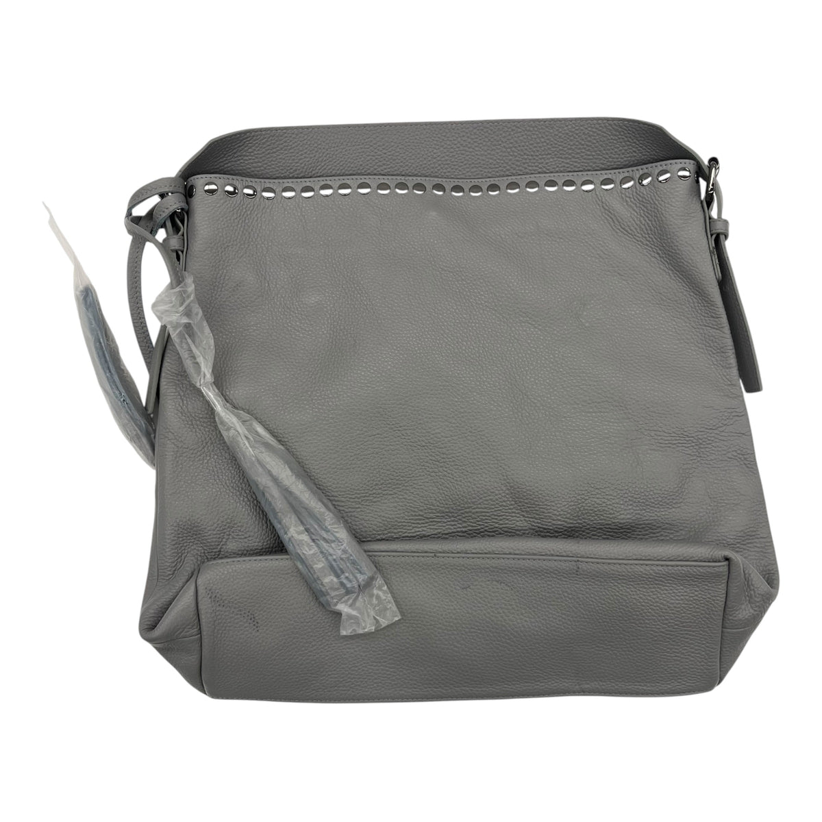 Handbag Leather By Clothes Mentor In Grey, Size:Medium