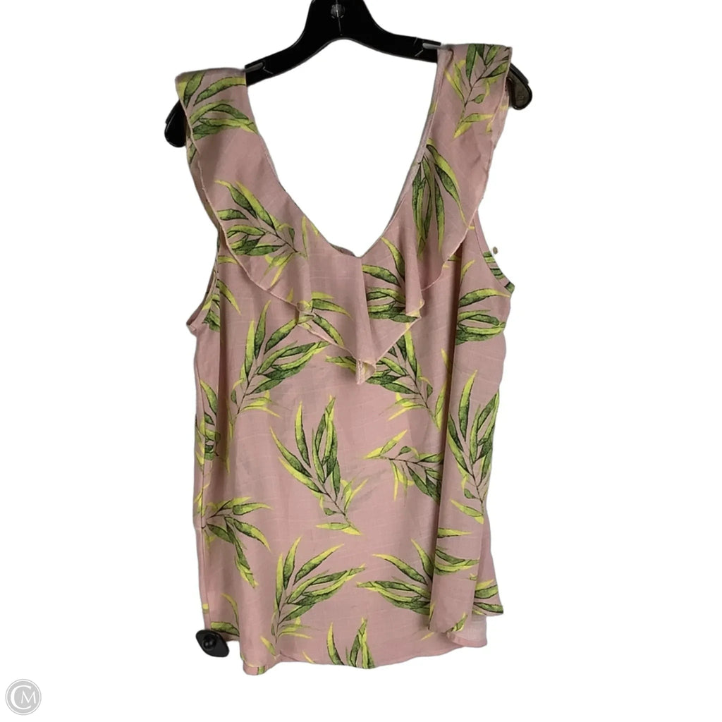 Top Sleeveless By Hailey & Co In Green & Pink, Size: L