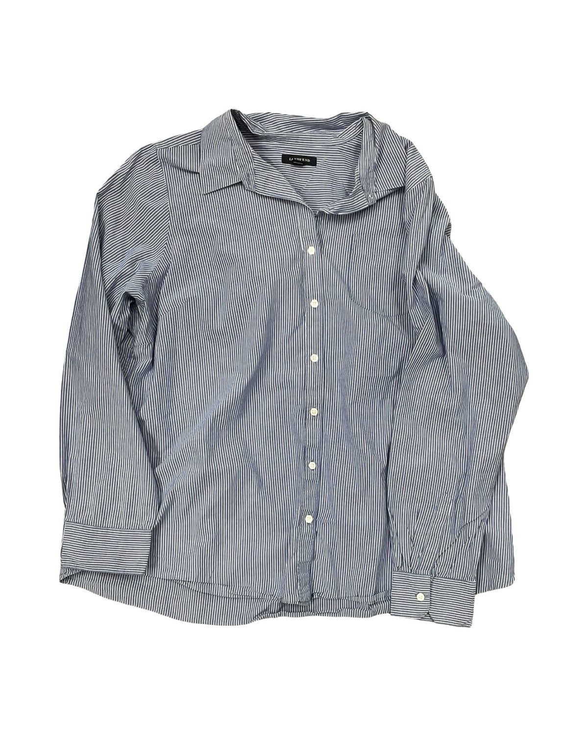 Blouse Ls By Lands End In Blue & White, Size:1X