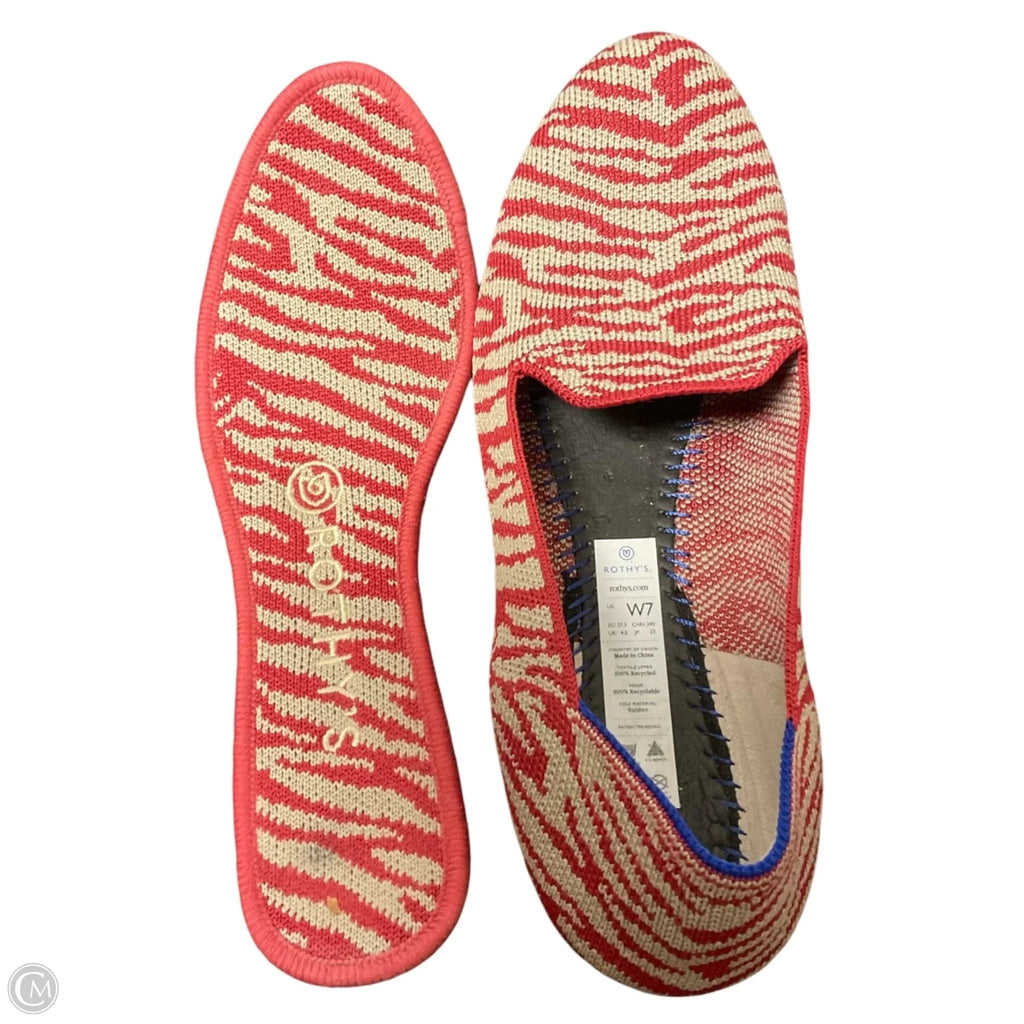 Shoes Flats By Rothys In Red & Tan, Size: 7