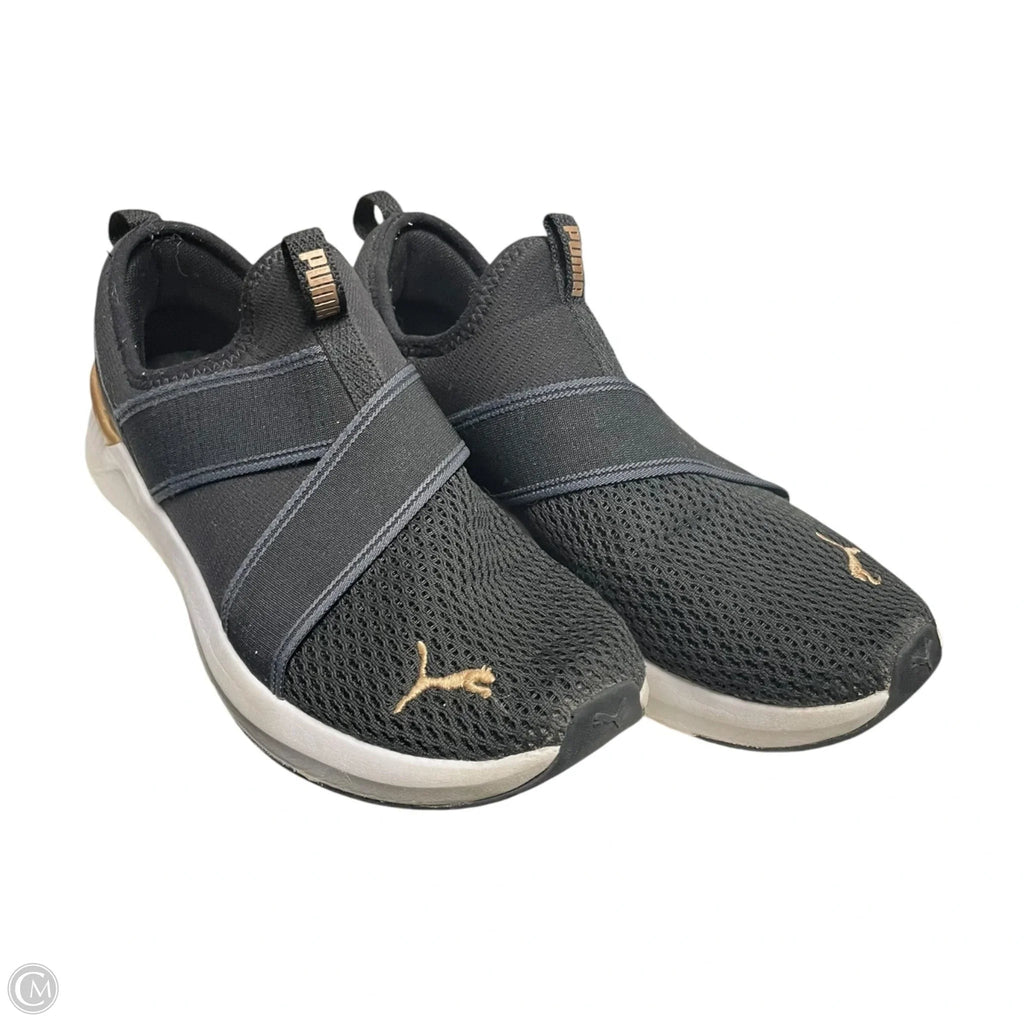 Shoes Sneakers By Puma In Black & Gold, Size: 8.5