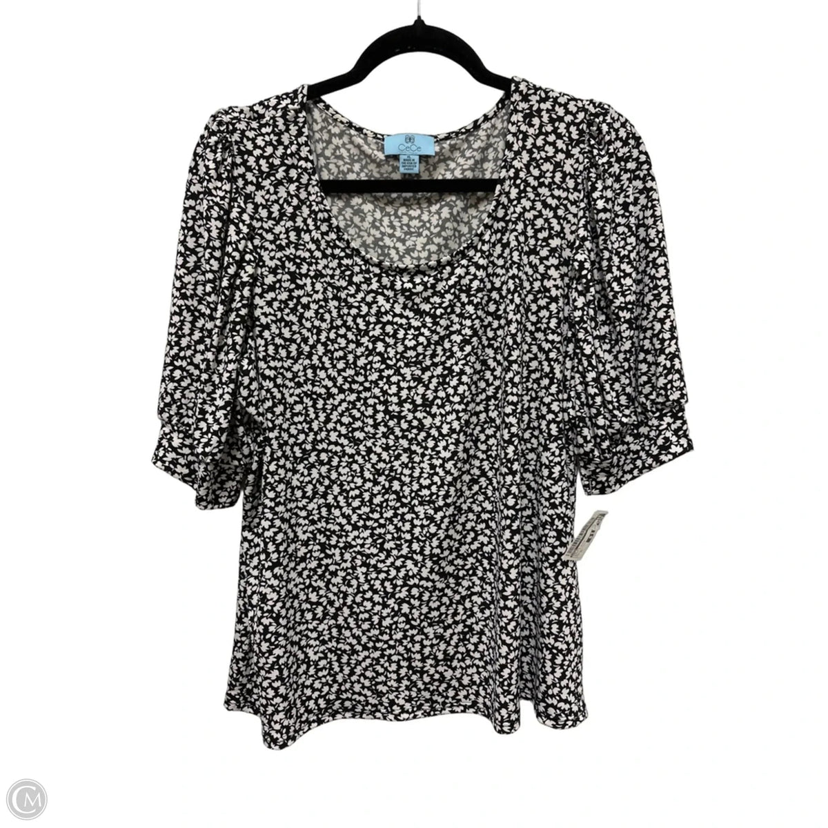 Top Short Sleeve By Cece In Black & White, Size: Xl