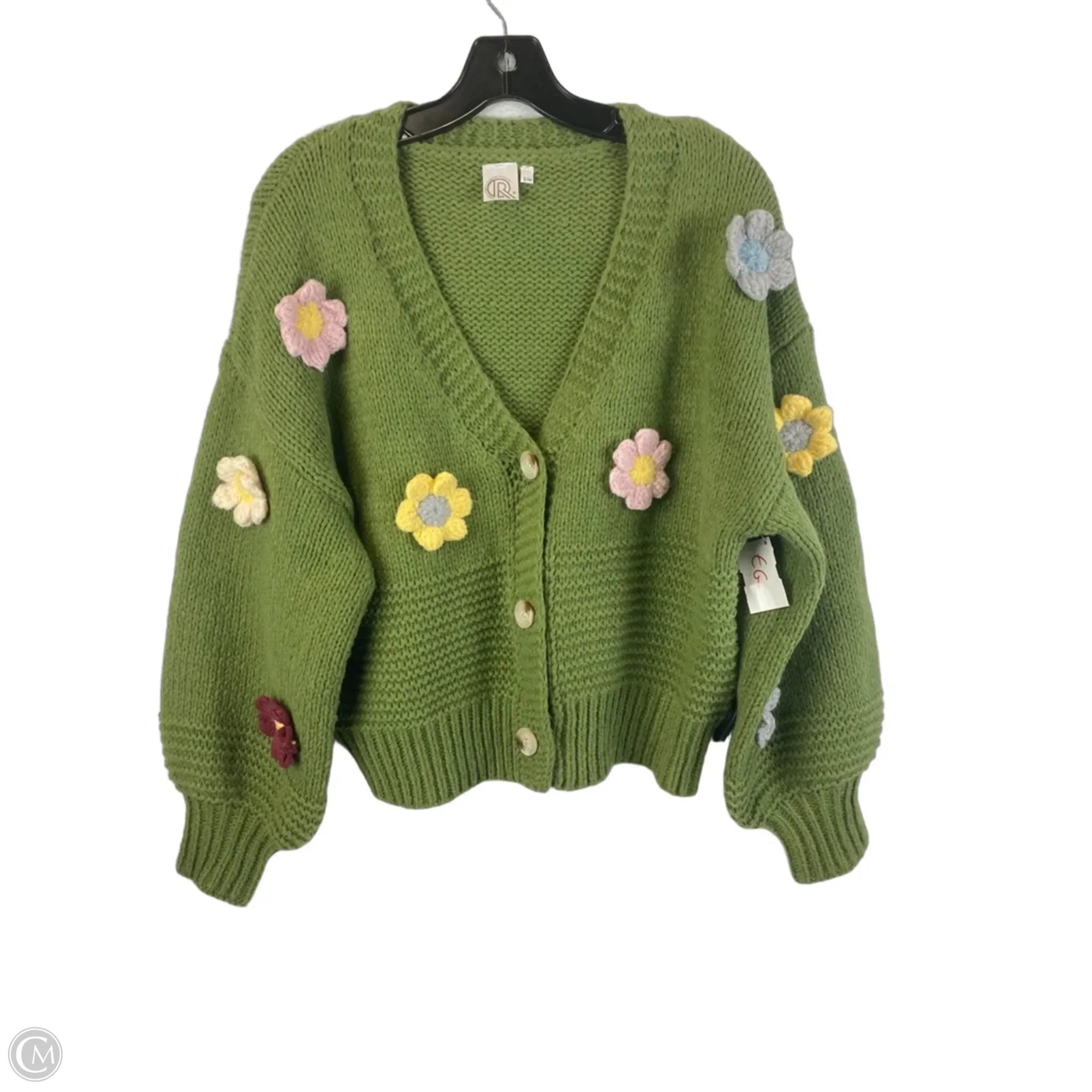 Sweater Cardigan By Clothes Mentor In Green, Size: S