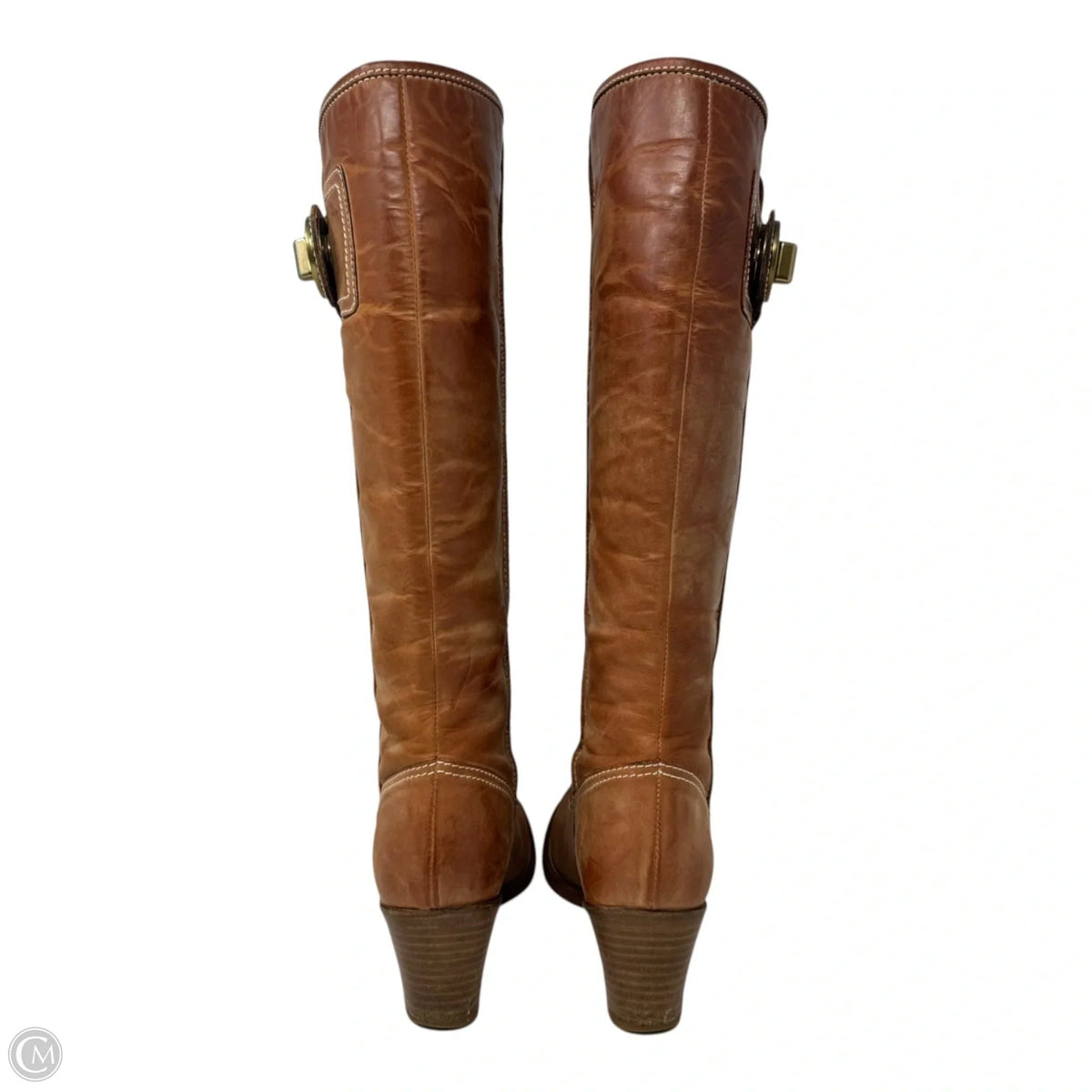 AS IS Sara Turnlock Boots Designer By Coach In Tan, Size: 6