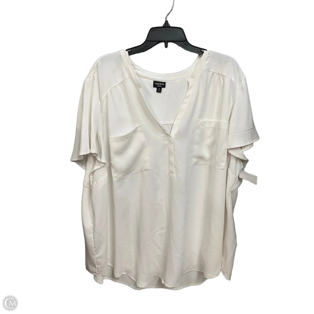 Blouse Short Sleeve By Torrid In White, Size: 4x