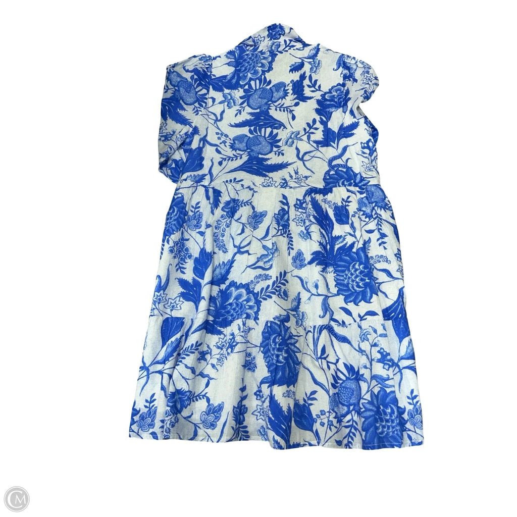 Dress Casual Short By Ros Garden In Blue & White, Size: M