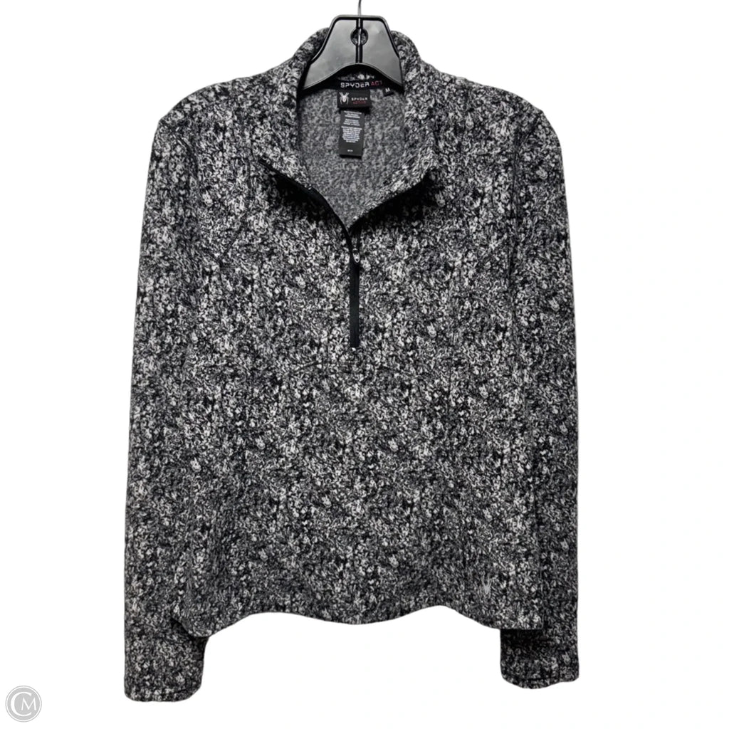 Fleece Athletic Top Long Sleeve Collar By Spyder In Black & White, Size: M
