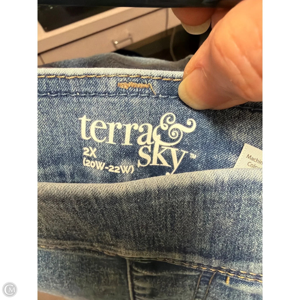 Jeans Straight By Terra & Sky In Blue Denim, Size: 2x