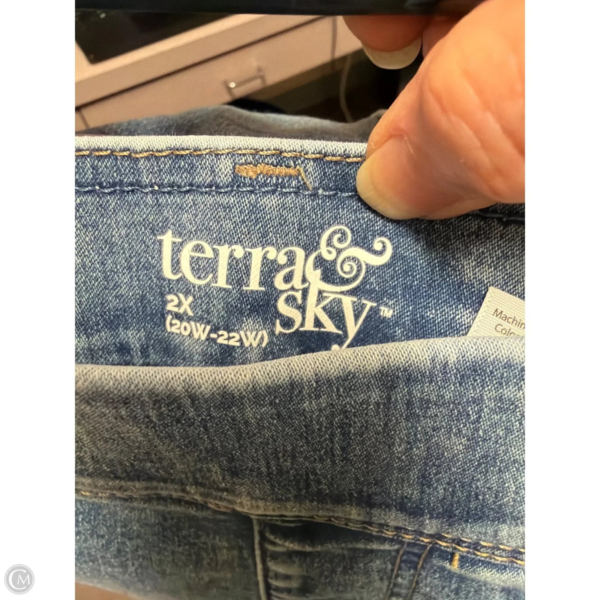 Jeans Straight By Terra & Sky In Blue Denim, Size: 2x