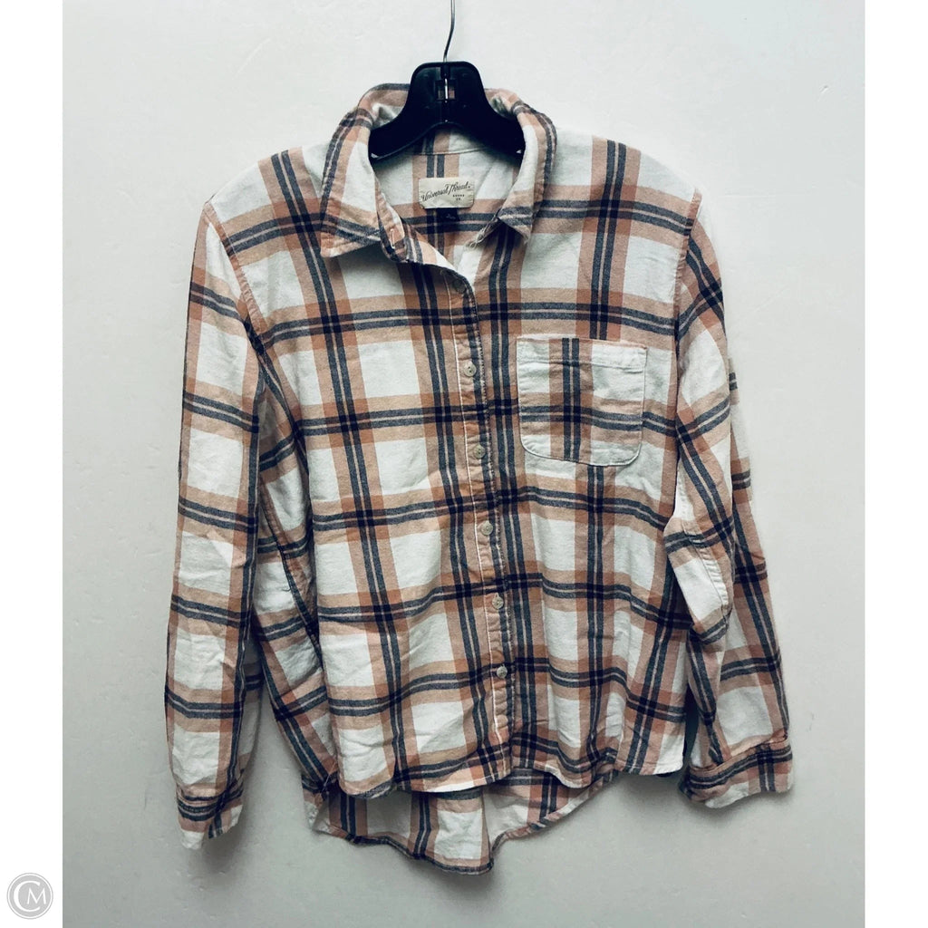 Top Long Sleeve By Universal Thread In Plaid Pattern, Size: S