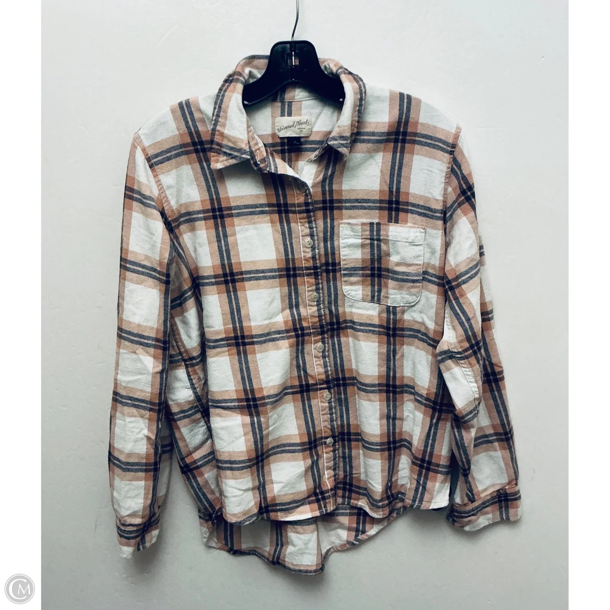 Top Long Sleeve By Universal Thread In Plaid Pattern, Size: S