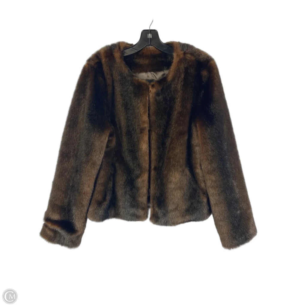 Jacket Faux Fur & Sherpa By Express In Brown, Size: L