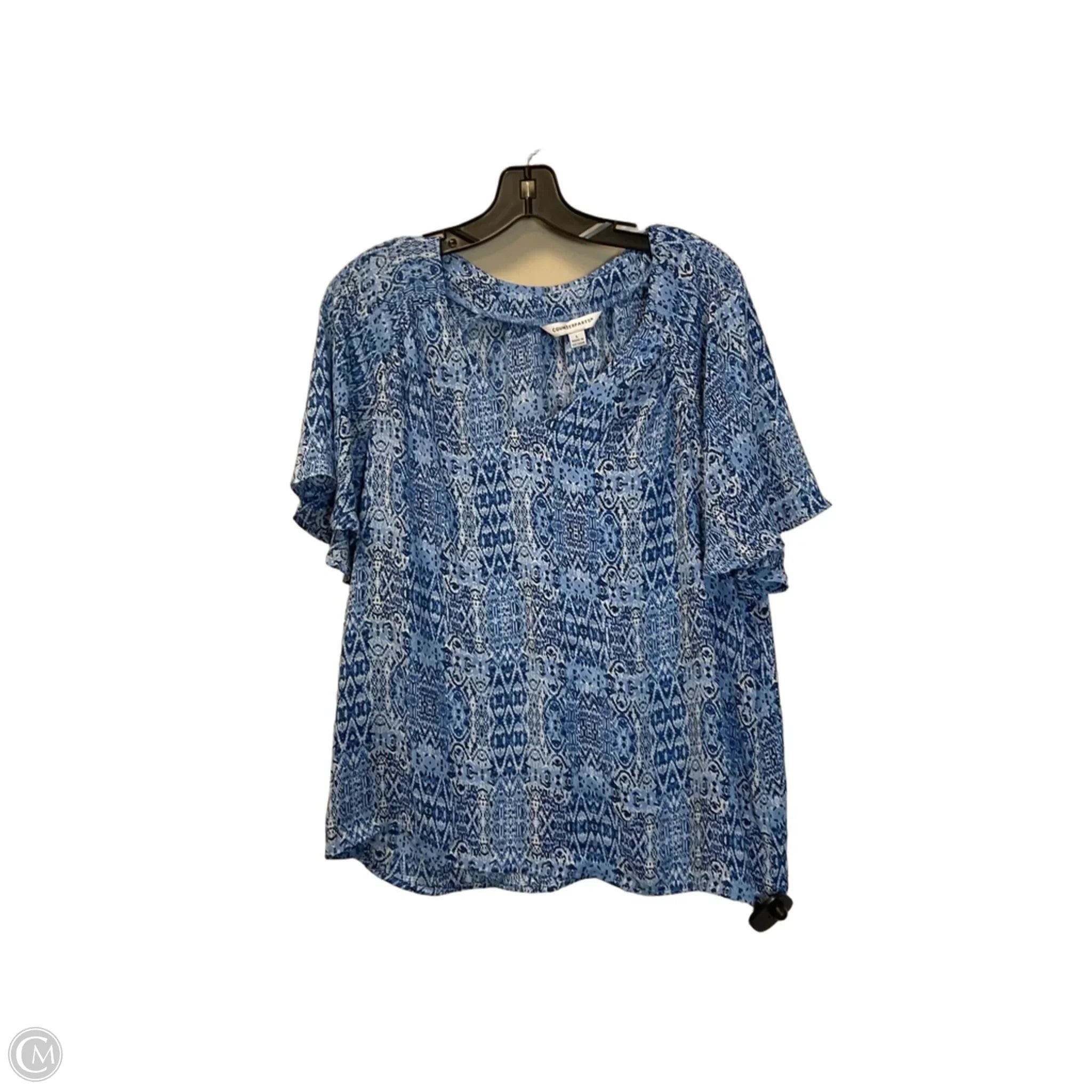 Top Short Sleeve By Counterparts In Blue, Size: L