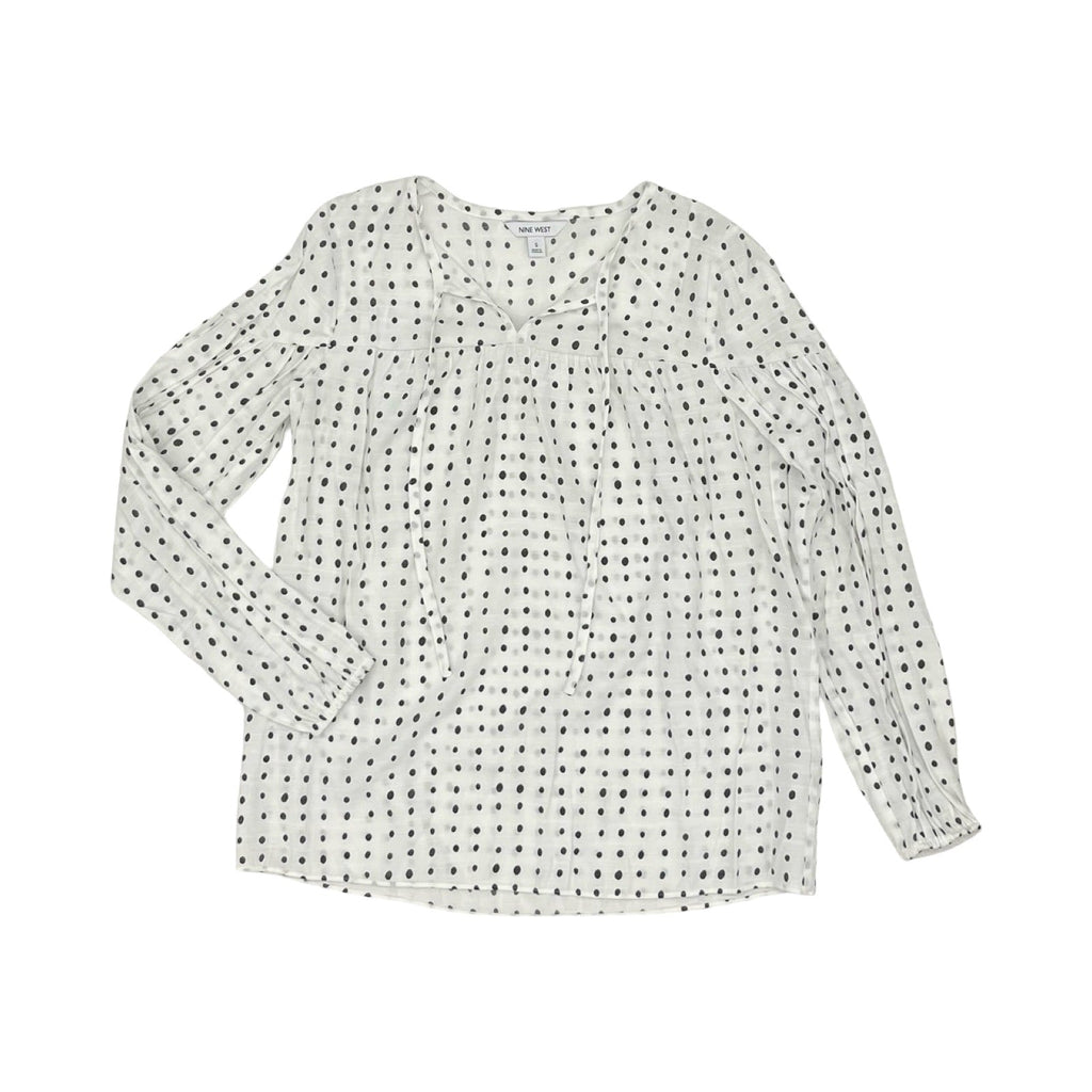Blouse Ls By Nine West Apparel In Black & White, Size:S