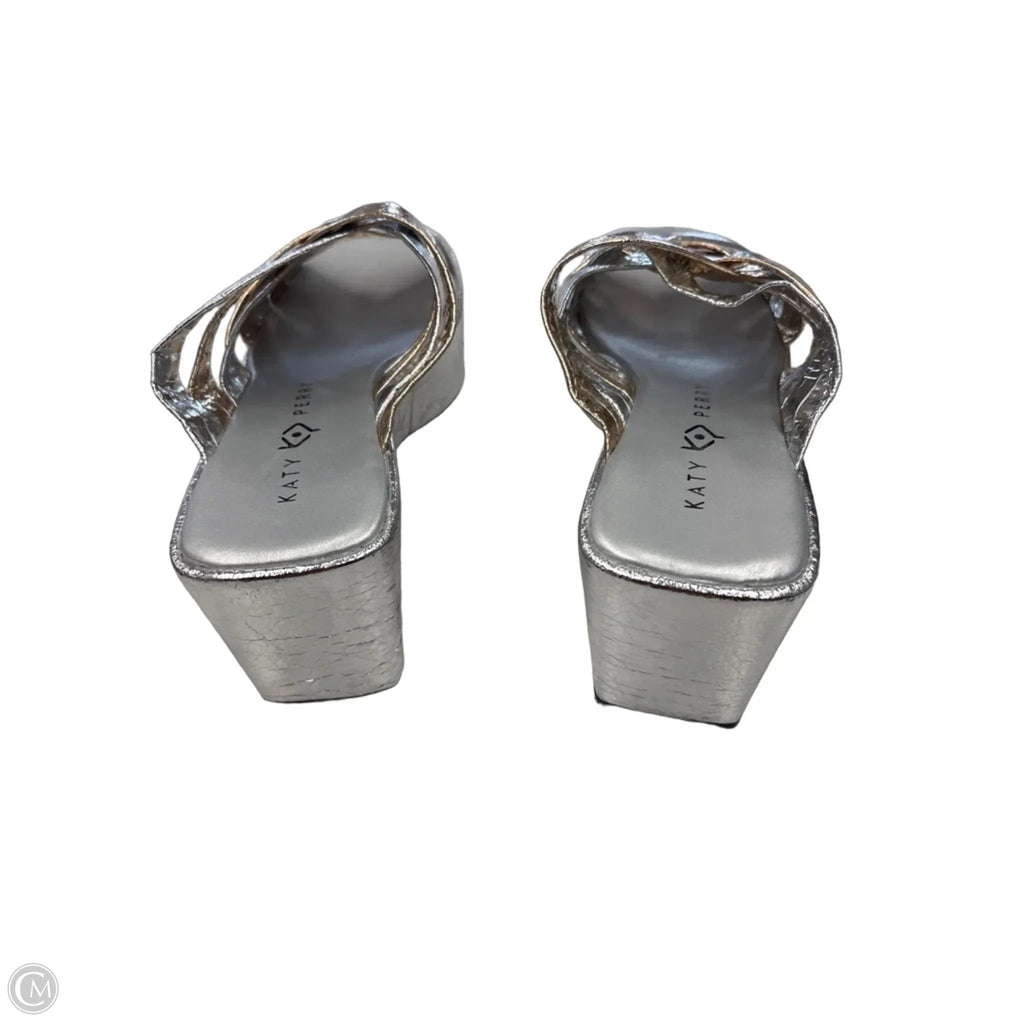 Sandals Heels Platform By Katy Perry In Gold & Silver, Size: 8.5