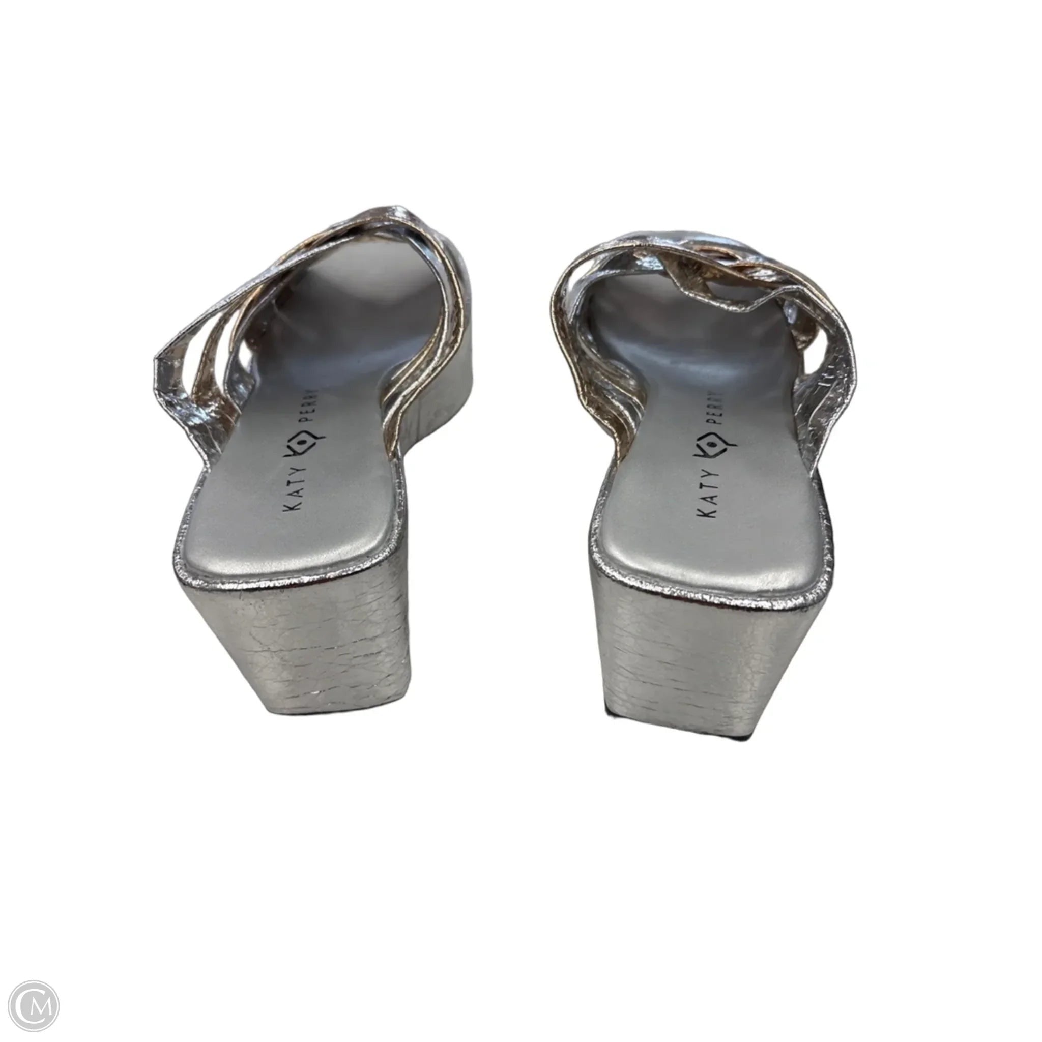 Sandals Heels Platform By Katy Perry In Gold & Silver, Size: 8.5