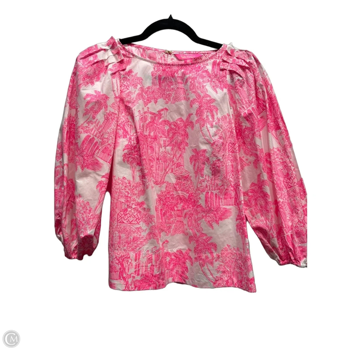 Top Long Sleeve Designer By Lilly Pulitzer In Pink & White, Size: 0