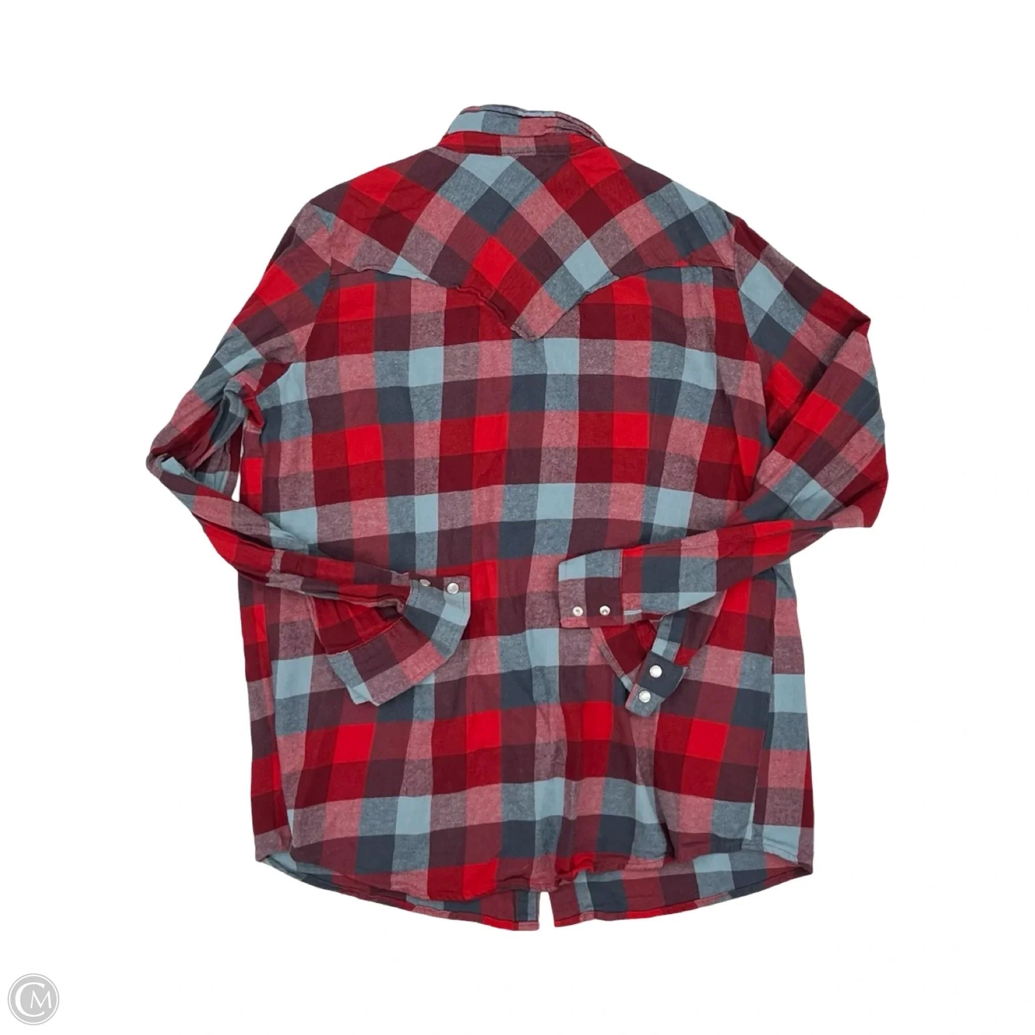 Top Long Sleeve By Wrangler In Blue & Red, Size: Xl