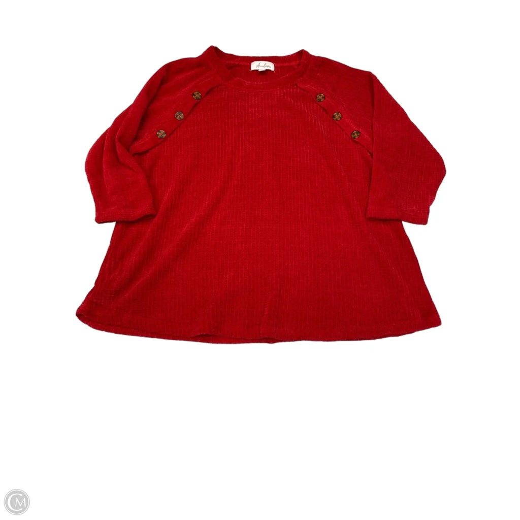 Top 3/4 Sleeve By Clothes Mentor In Red, Size: 2x