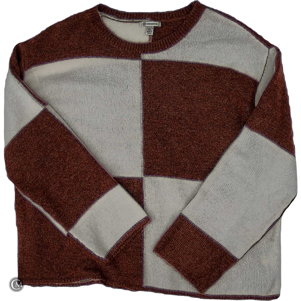 Sweater By Versona In Brown & White, Size: Xl