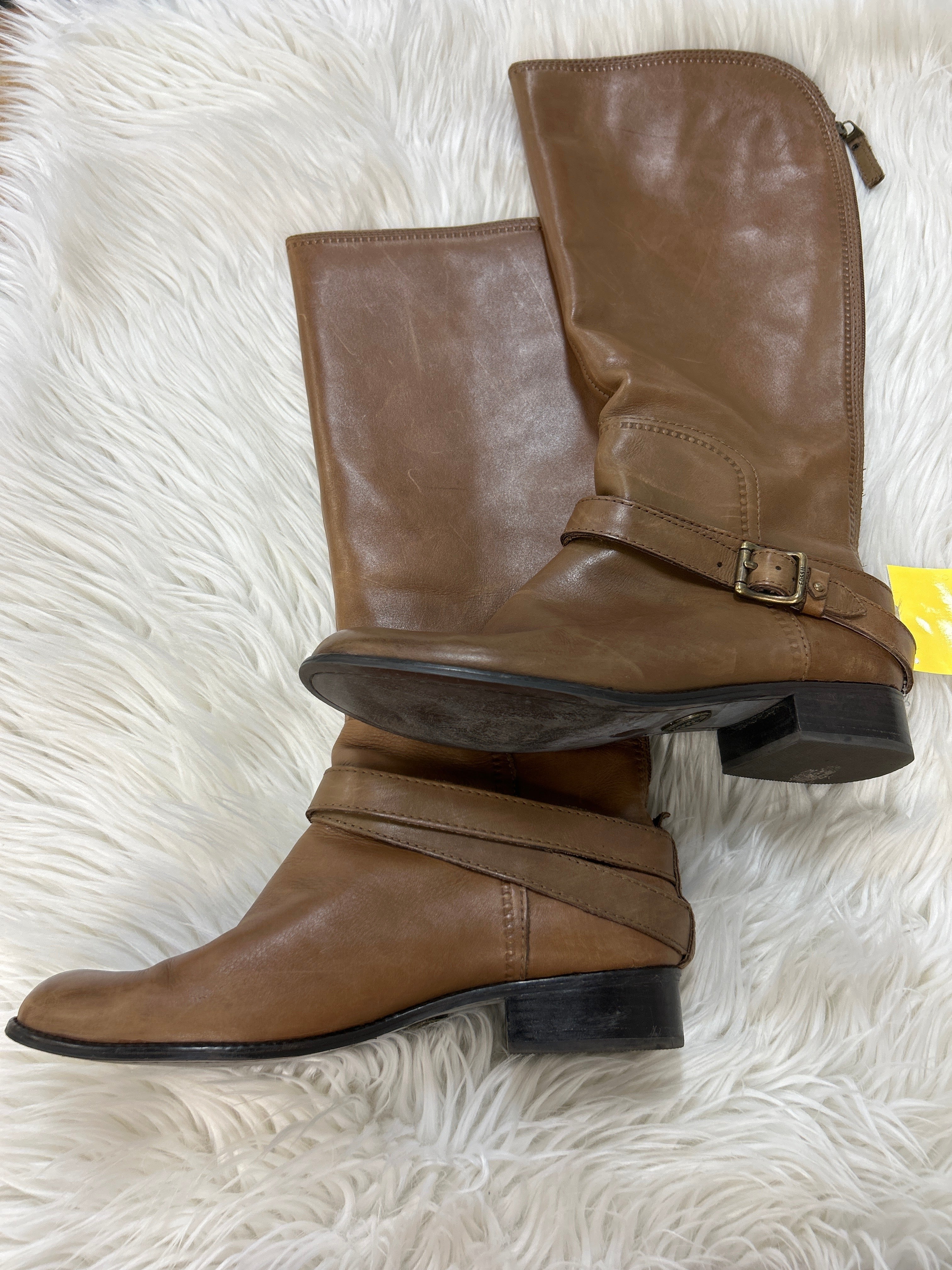 Boots Knee Heels By Fossil In Black, Size:9.5 NEW