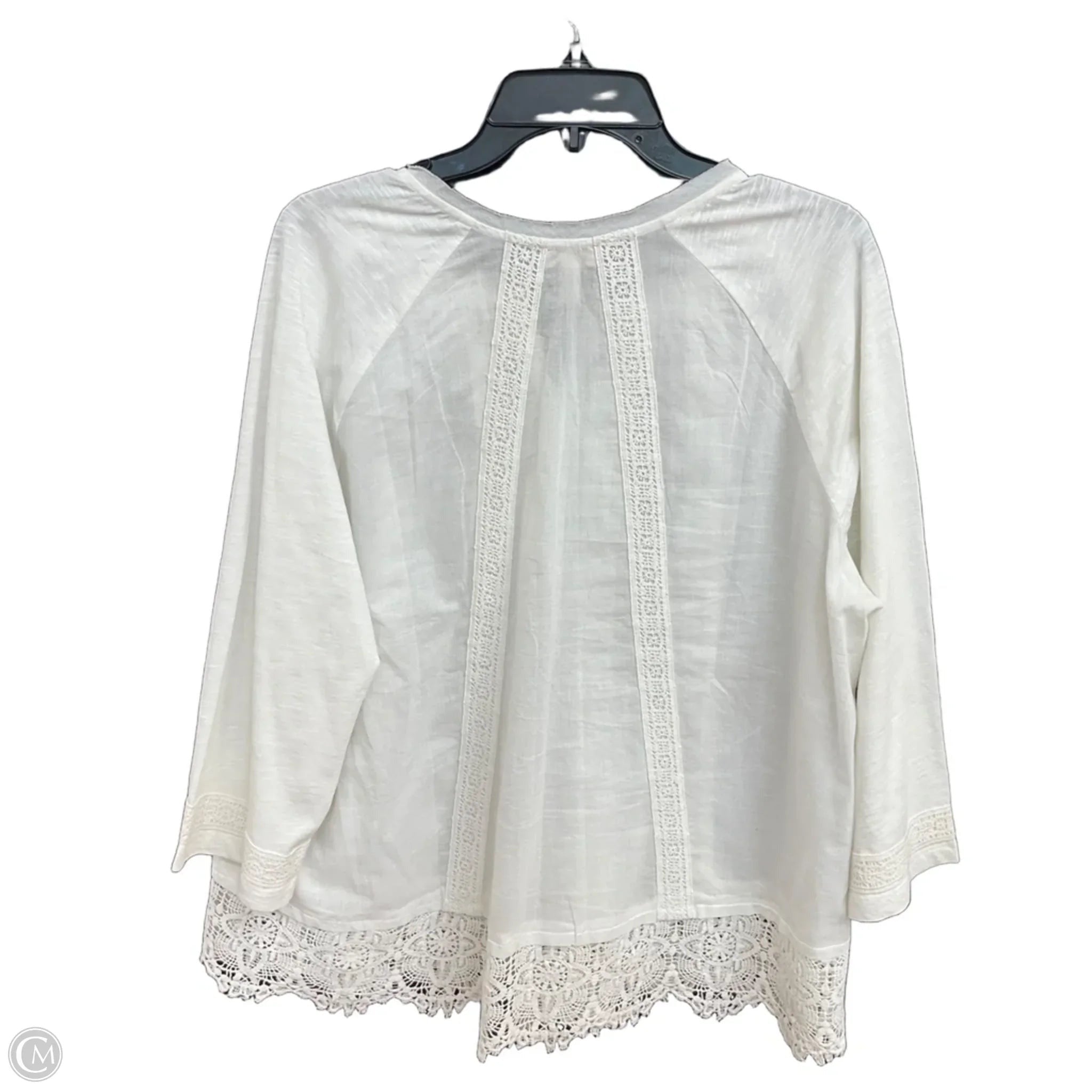 Blouse 3/4 Sleeve By Logo In White, Size: L