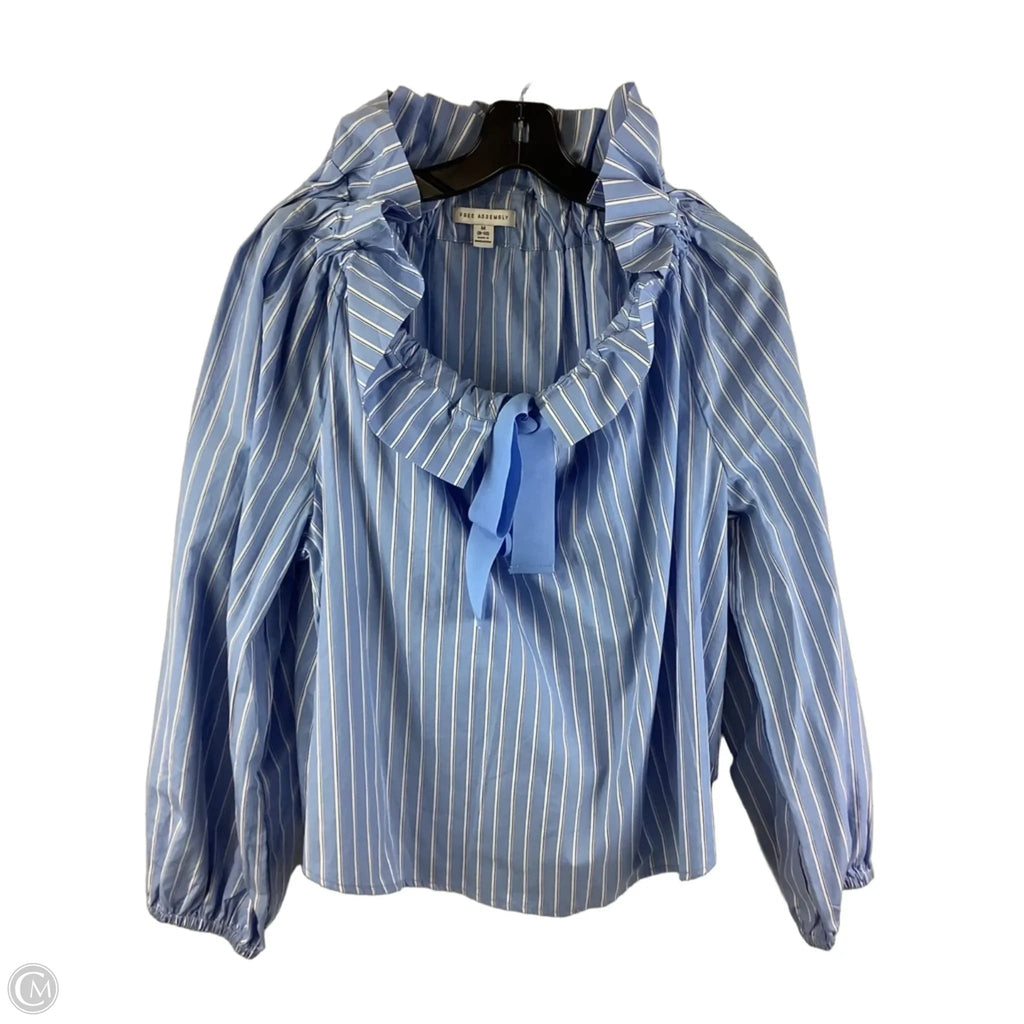 Top Long Sleeve By Free Assembly In Blue, Size: M